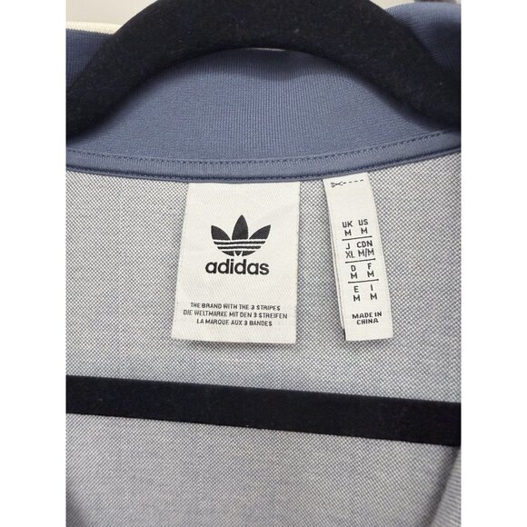 adidas Originals Blue Collared Shirt With Quarter zip And Stripes - Picture 6 of 8
